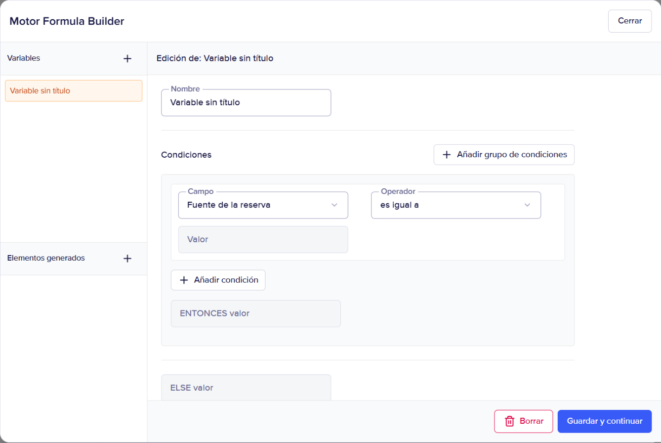Formula Builder: creación de una variable con condición